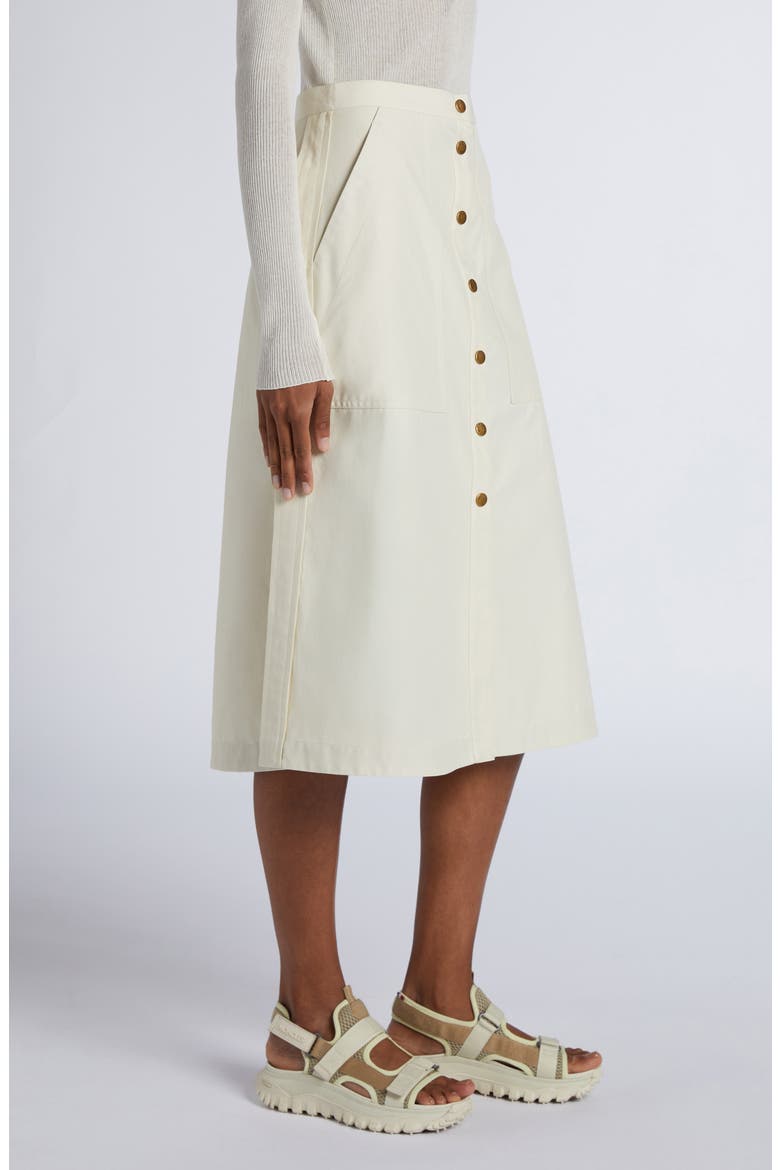 Snap Front Twill A-Line Skirt, Alternate, color, WHITE