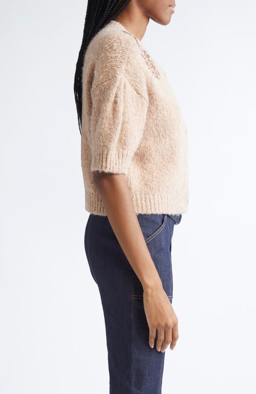 Cinq À Sept Millicent Embellished Puff-sleeve Cardigan In Neutral