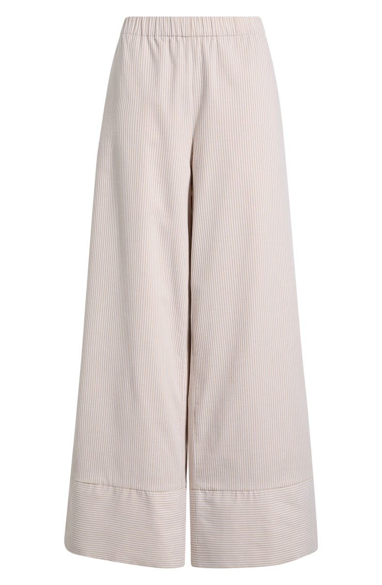 Bernardo Directional Pinstripe Wide Leg Cotton Blend Pants, Alternate, color, Almond Buff/ Bright White