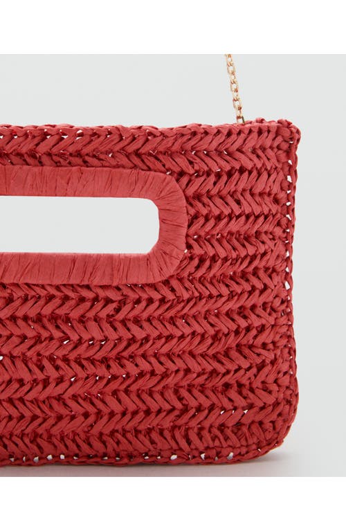 Mango Natural Fiber Clutch In Red