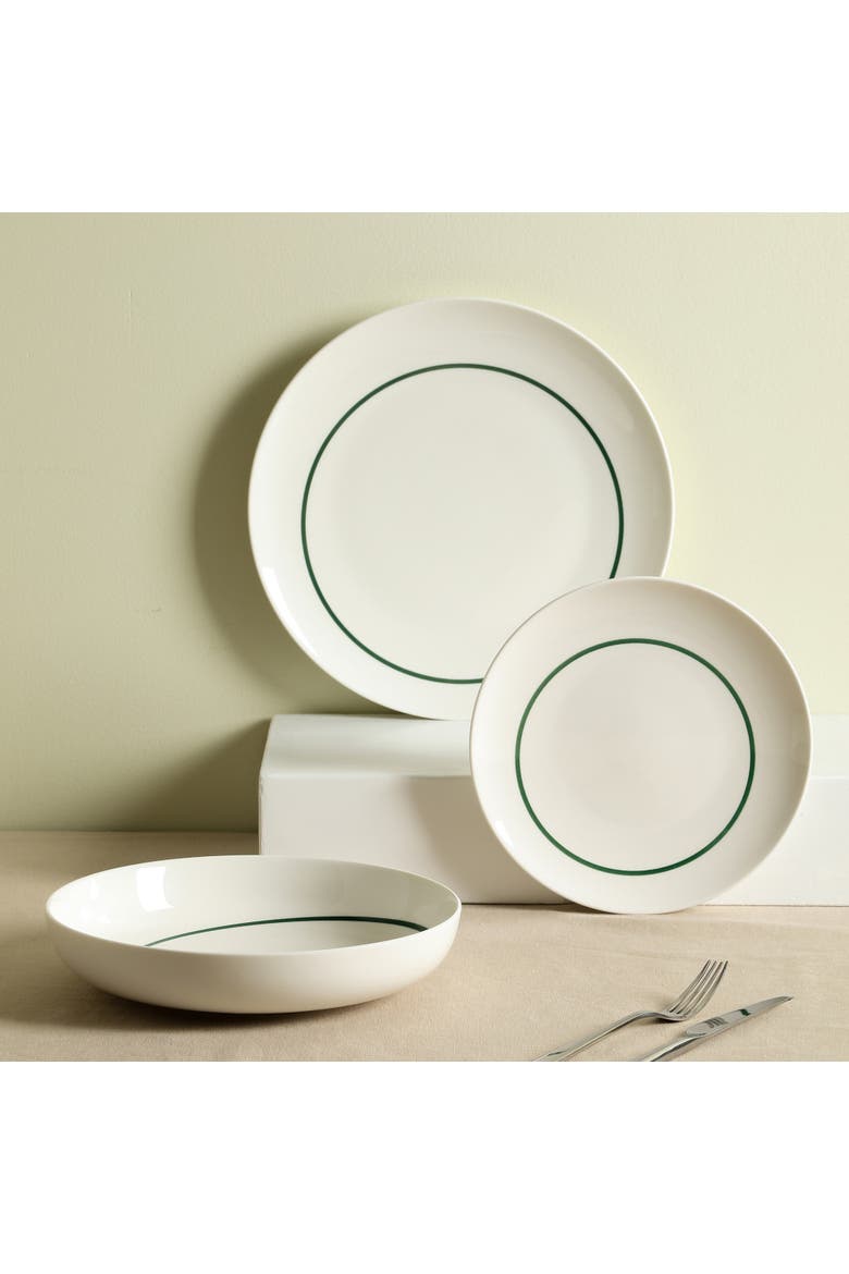 Luna Porcelain 24-Piece Dinnerware Set, Alternate, color, Green