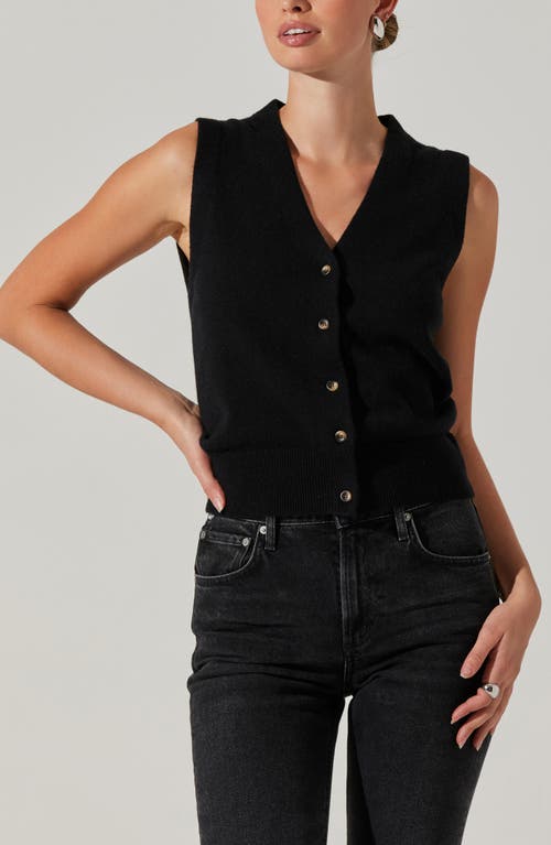 Astr The Label Eira Button-up Sweater Vest In Black