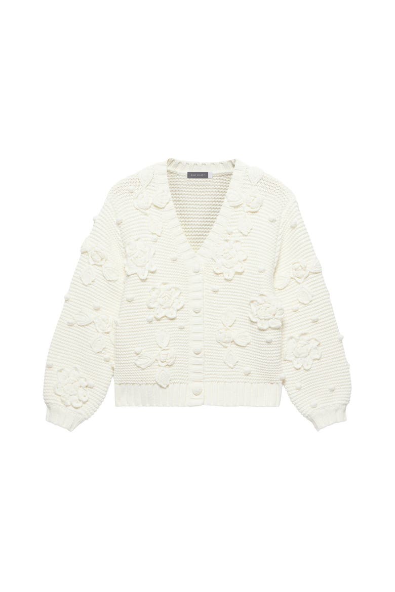 Applique Flower Cardigan, Alternate, color, Ivory