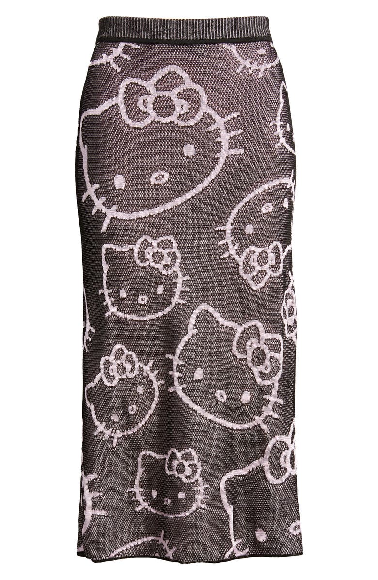 CHET LO x Sanrio Hello Kitty<sup>®</sup> Intarsia Midi Sweater Skirt, Alternate, color, Black/ Pink
