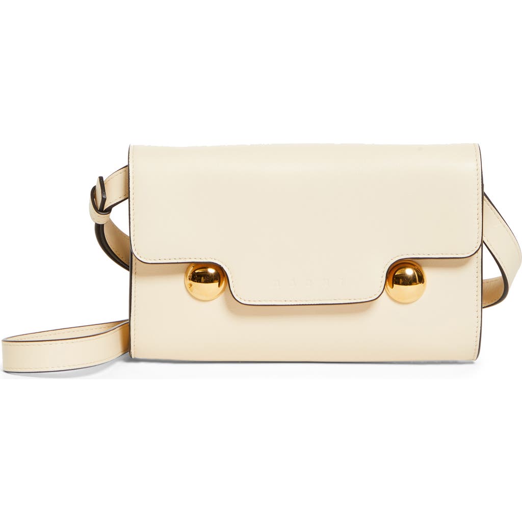 Marni Trunkaroo Leather Shoulder Bag In Cream