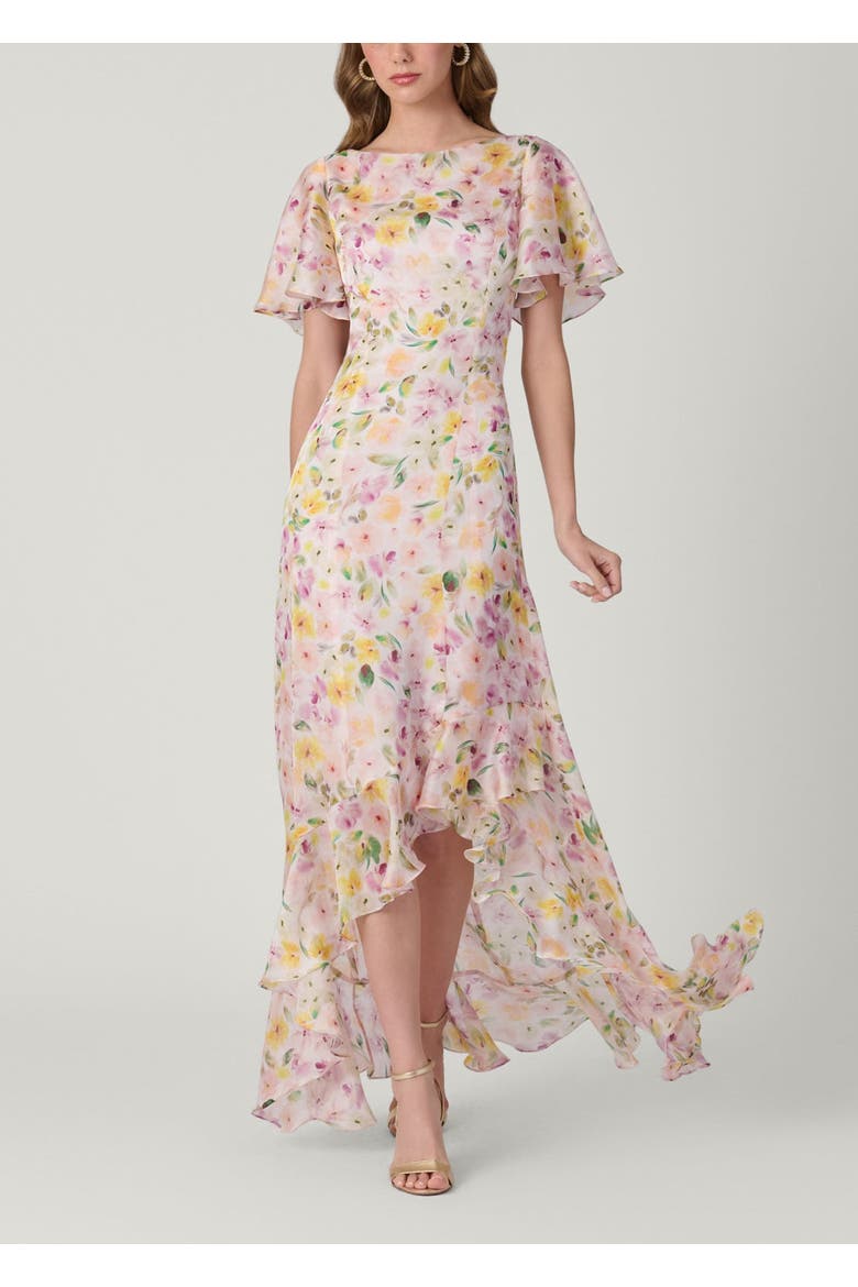 Midnight Chauncey Volta Floral Chiffon Dress, Main, color, Ivory Multi