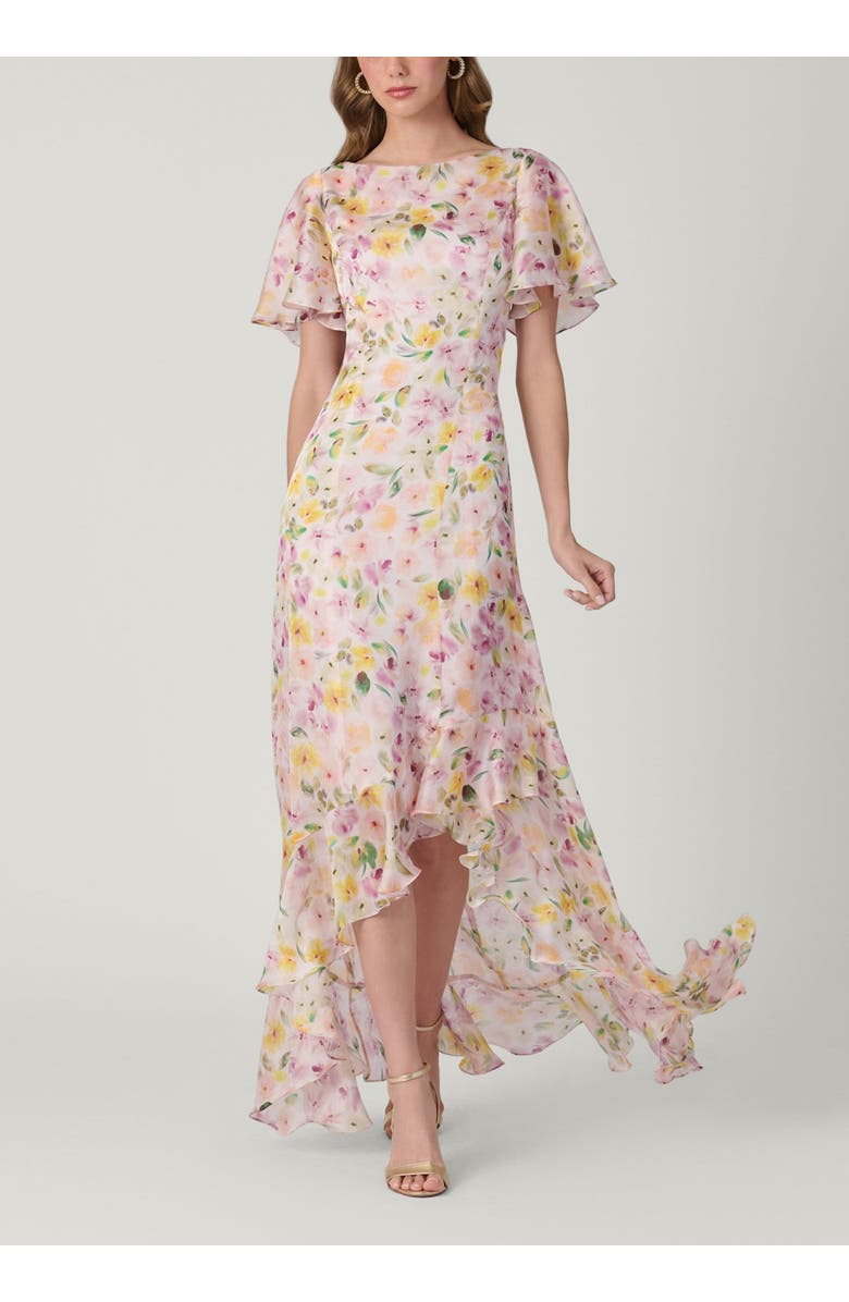 Shoshanna Midnight Chauncey Volta Floral Chiffon Dress, Main, color, Ivory Multi