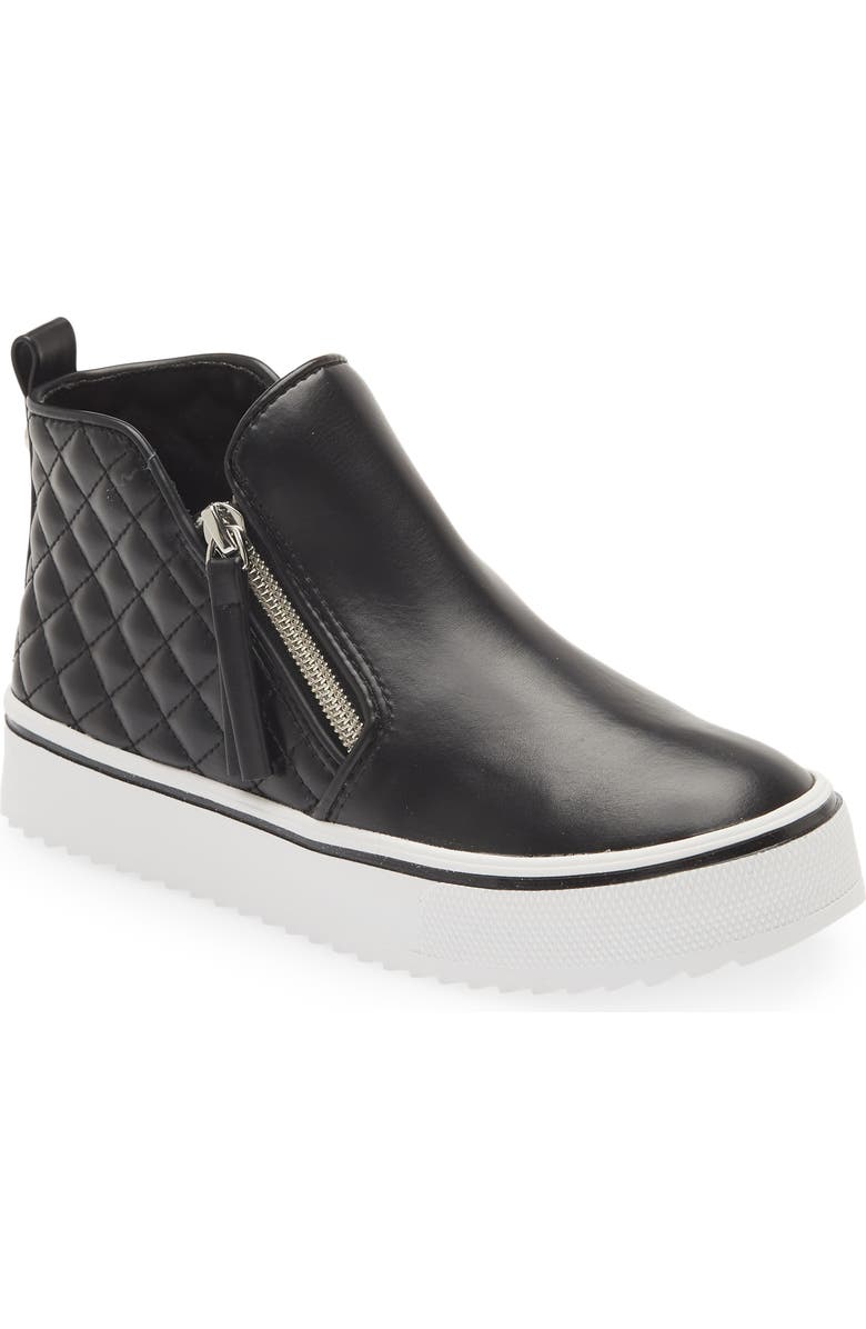 Steve Madden JVicey Quilted Zip Sneaker, Main, color, Black