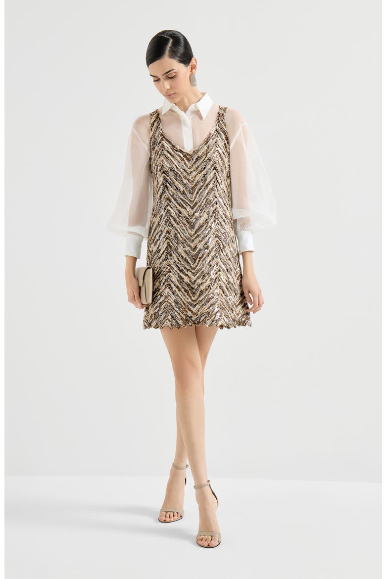 Dazzling Embroidery dress, Alternate, color, Brown