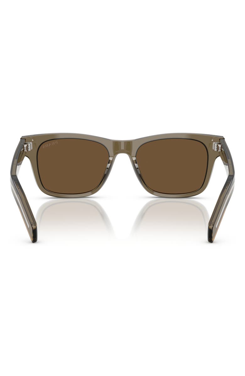 Prada 55mm Rectangular Sunglasses, Alternate, color, Transparent Terra / Dark Brown