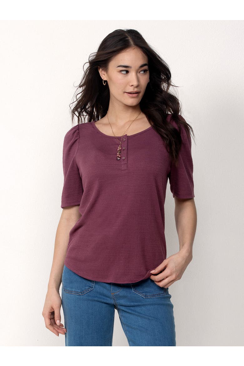 Ultra Soft Scoop Neck Henley, Alternate, color, Plum