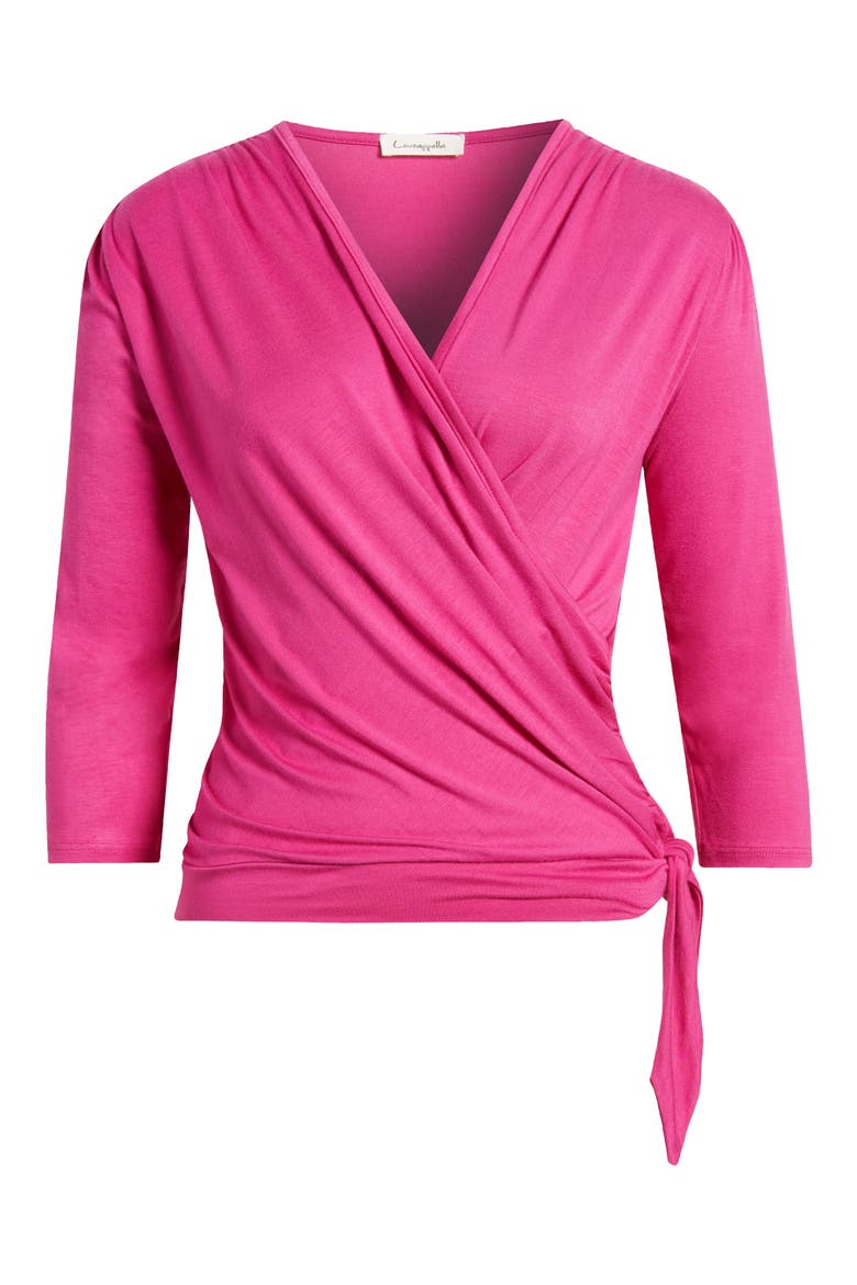 Faux Tie Wrap Top, Alternate, color, MAGENTA