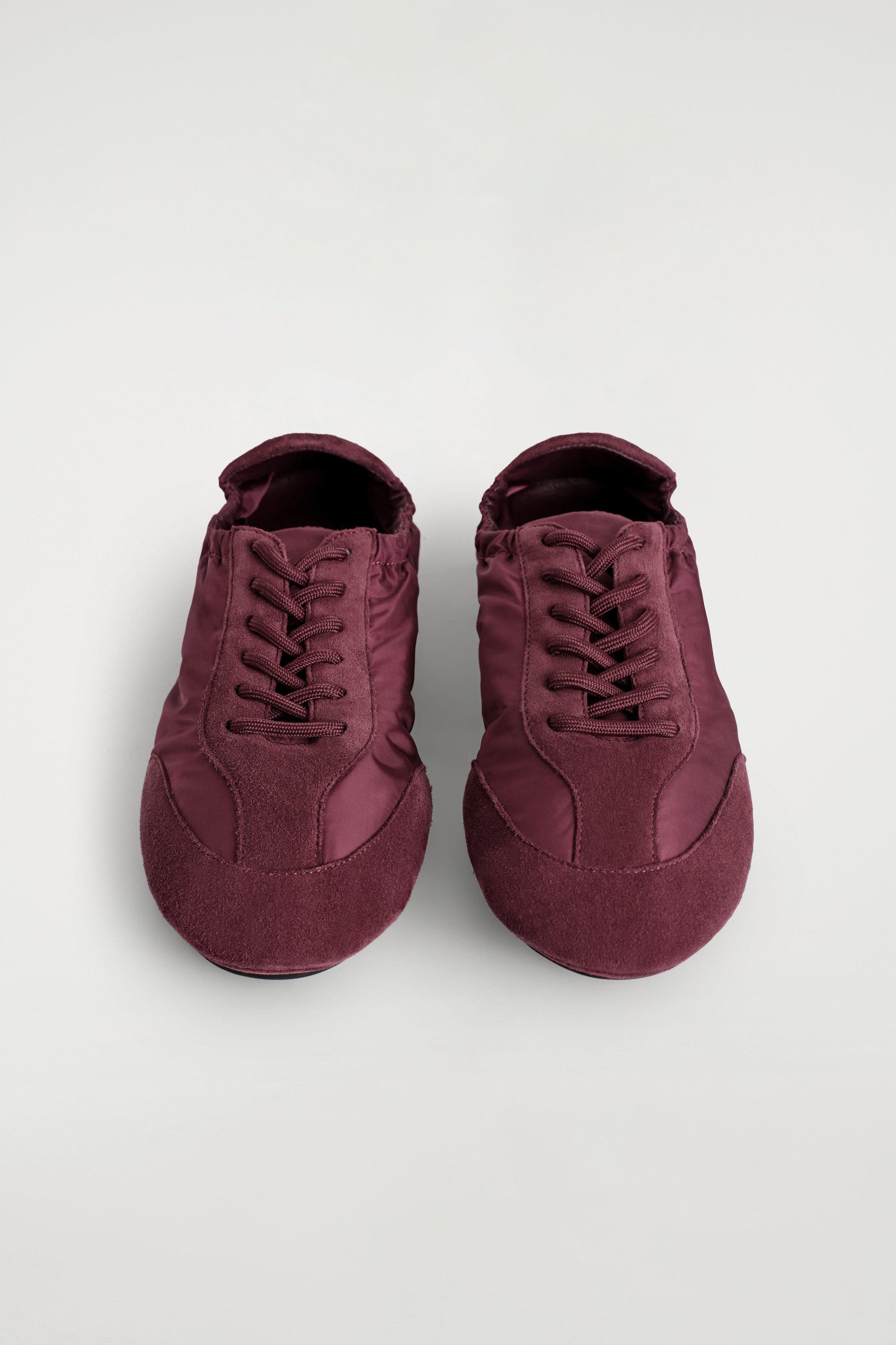 COS Suede-Nylon Ballet Sneakers, Alternate, color, Bordeaux