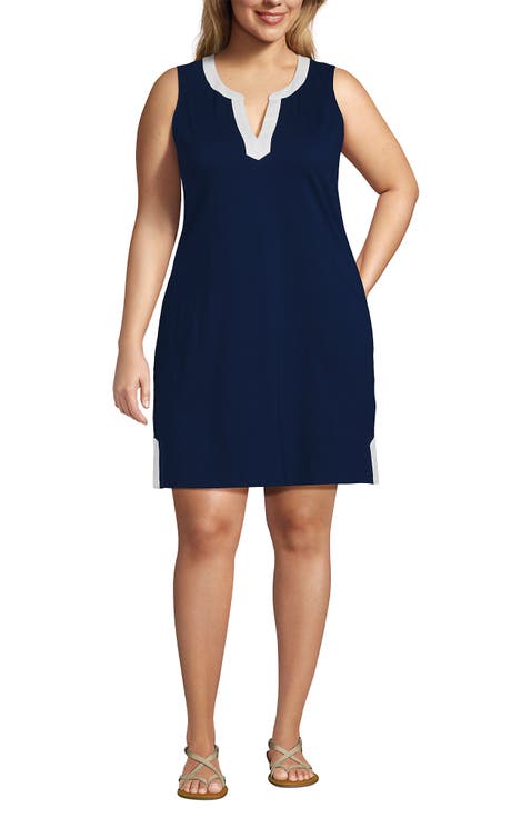 Cotton Jersey Notch Neck Dress with Soutache