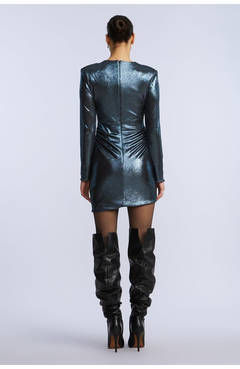 BCBGMAXAZRIA Metallic Mini Dress, Alternate, color, Metallic Blue