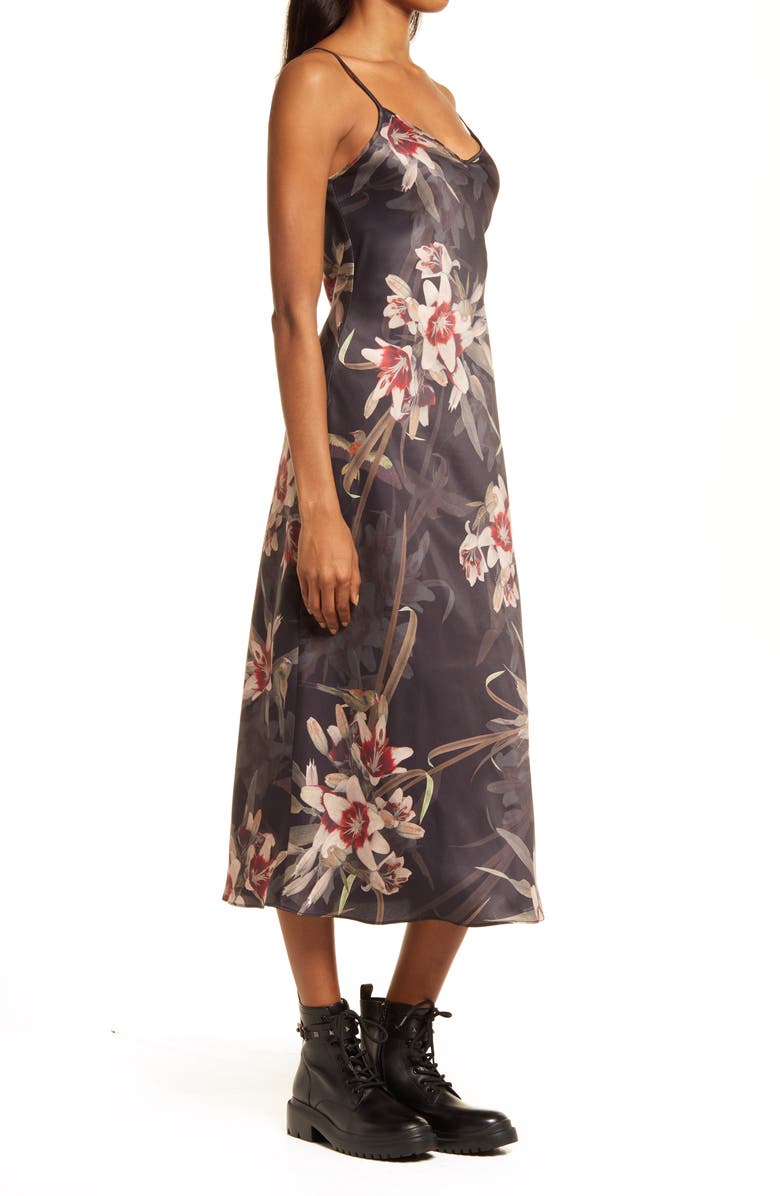 AllSaints Bryony Kuroyuri Satin Slipdress, Alternate, color,