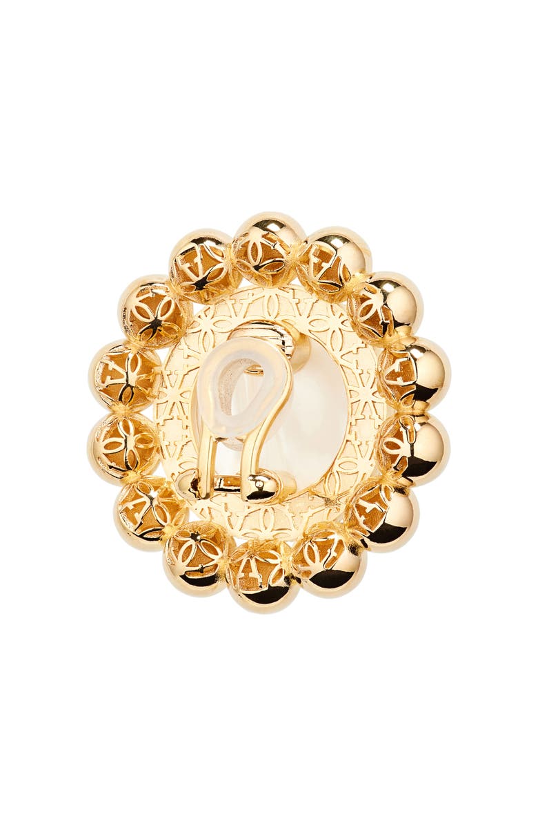 Valentino Garavani Pas Plus VLOGO Faux Pearl Clip-On Earrings, Alternate, color, Gold/ Cream