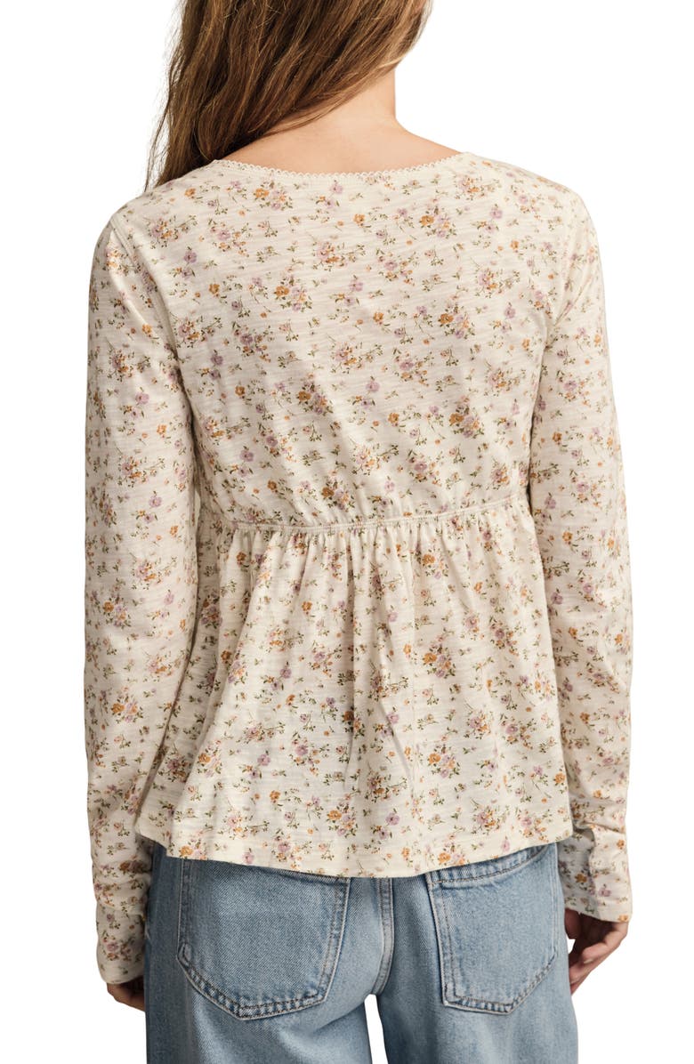 Lucky Brand Babydoll Henley Floral Top, Alternate, color, 