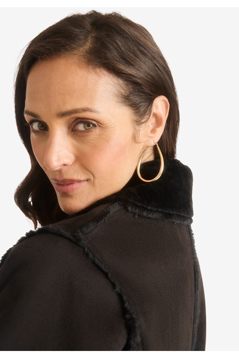 Faux Shearling Midi Coat, Alternate, color, COGNAC