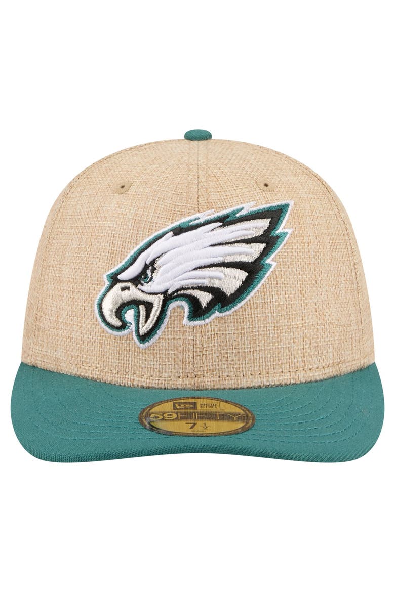 Men's New Era  Natural/Midnight Green Philadelphia Eagles Pre-Curved Twine 59FIFTY Fitted Hat, Alternate, color, Natural