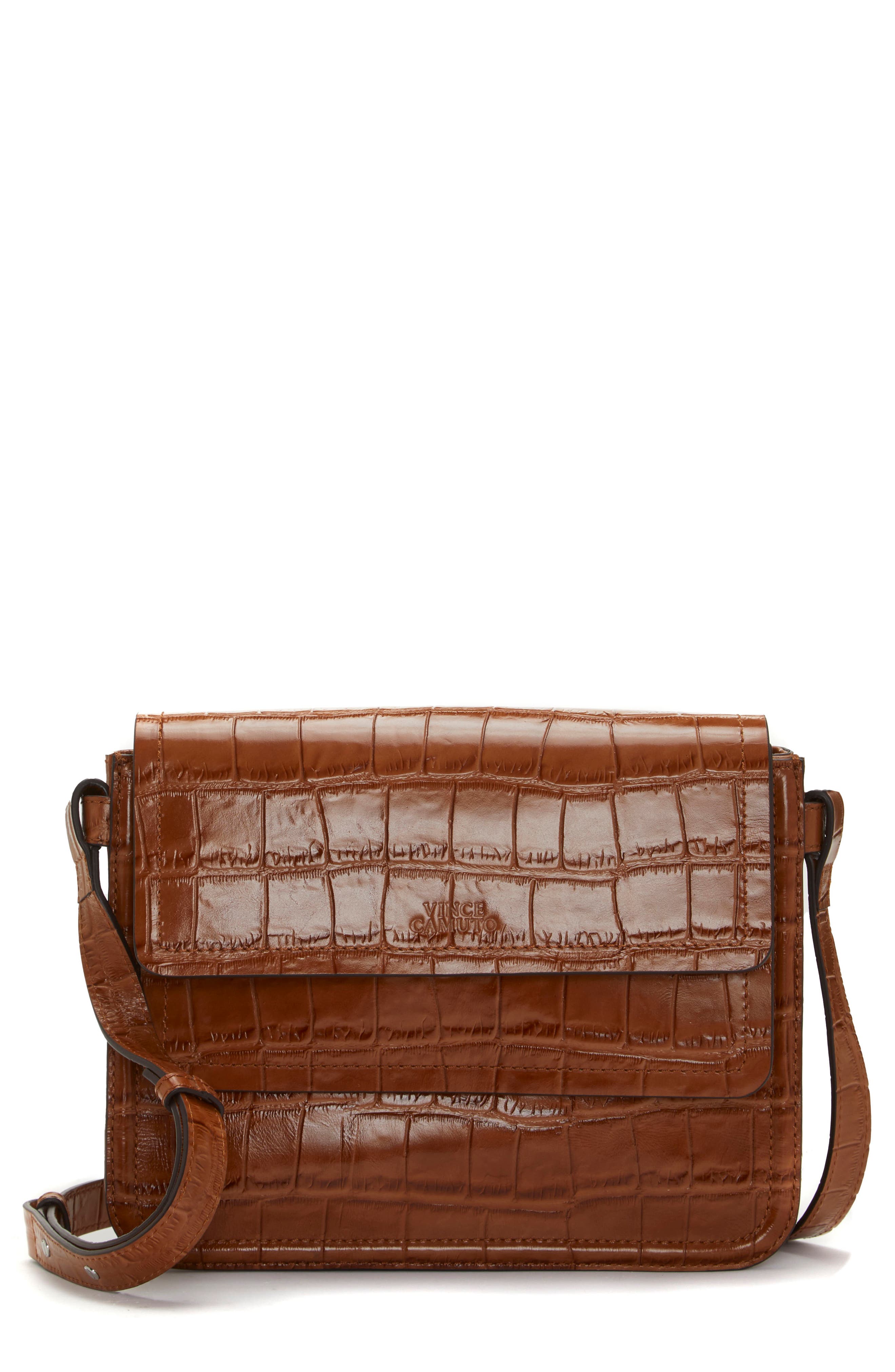 Vince Camuto Boice Croc Embossed Leather Shoulder Bag, Main, color, 