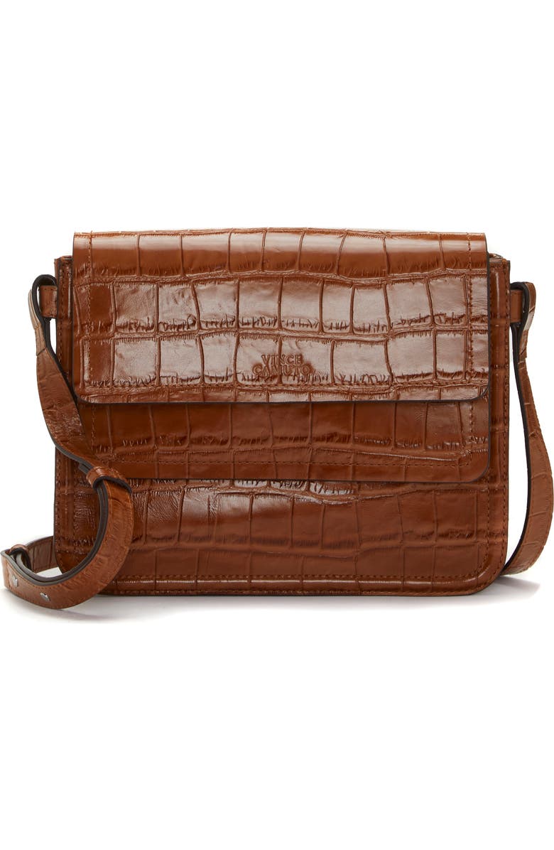 Vince Camuto Boice Croc Embossed Leather Shoulder Bag, Main, color,