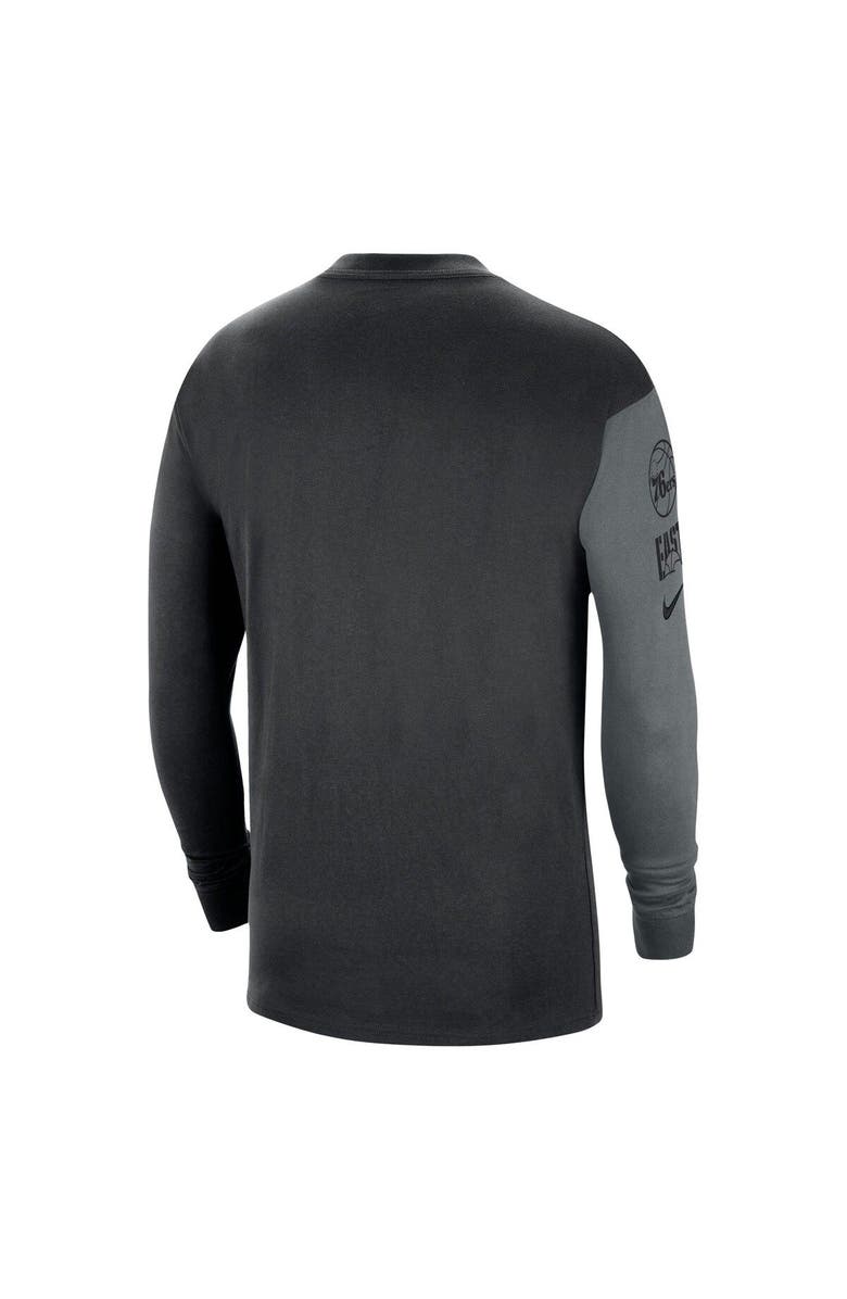 Nike Men's Nike Black Philadelphia 76ers Courtside Versus Flight MAX90 Long Sleeve T-Shirt, Alternate, color, Black