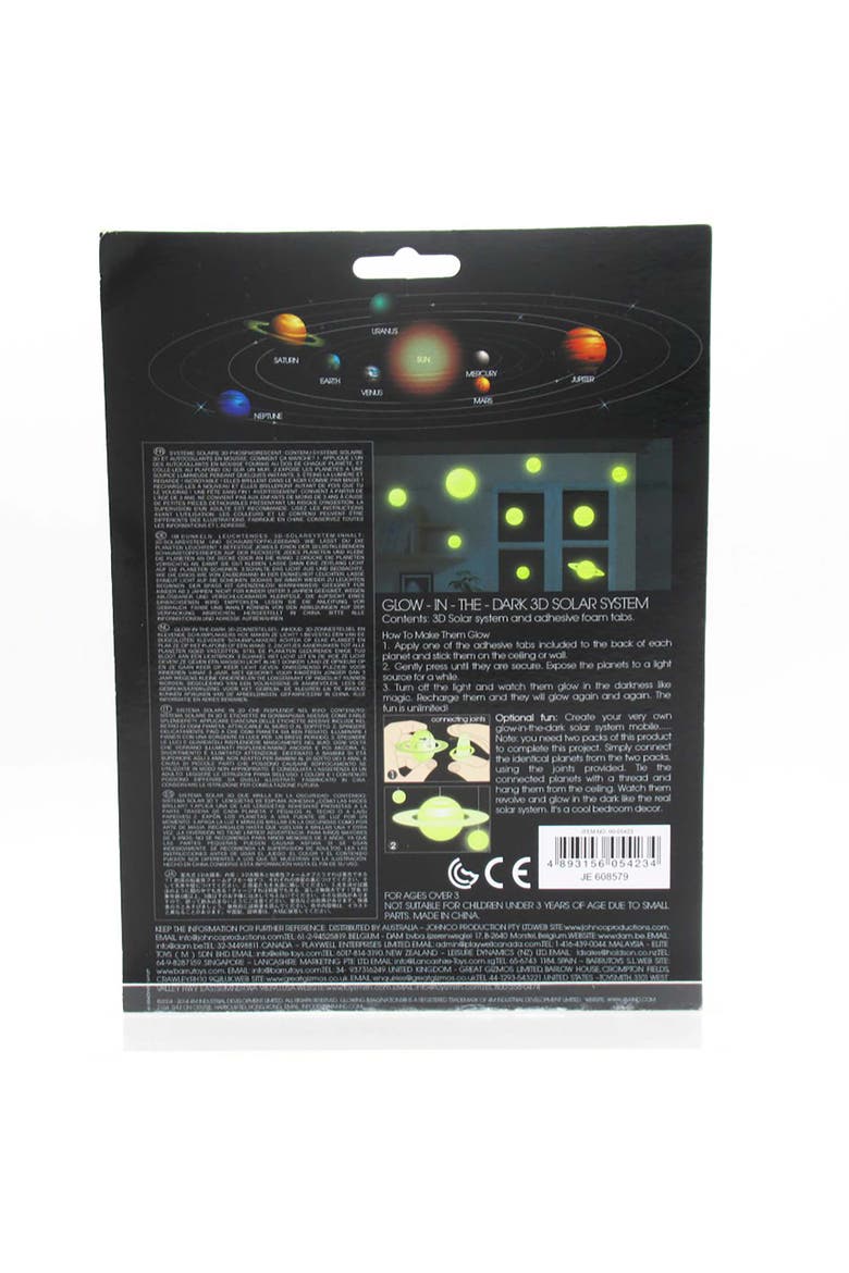 Glow 3D Solar System Glow in Dark Set, Ceiling Stick ons, Alternate, color, Multicolored