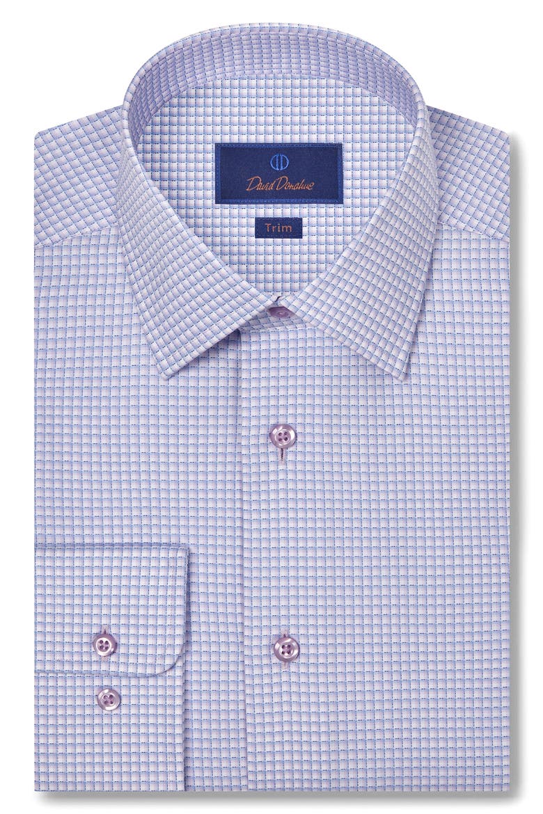 Trim Fit Micro Check Dobby Dress Shirt, Main, color, LILAC/ SKY