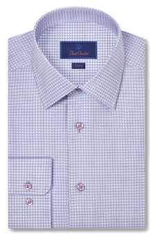 David Donahue Trim Fit Micro Check Dobby Dress Shirt