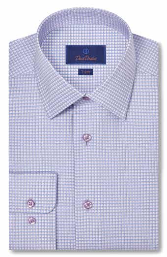 David Donahue Trim Fit Micro Check Dobby Dress Shirt