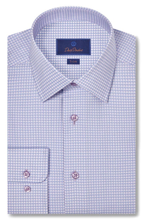 David Donahue Trim Fit Micro Check Dobby Dress Shirt in Lilac/Sky 