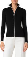 Akris punto Stretch Virgin Wool Zip Cardigan