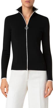 Akris punto Stretch Virgin Wool Zip Cardigan