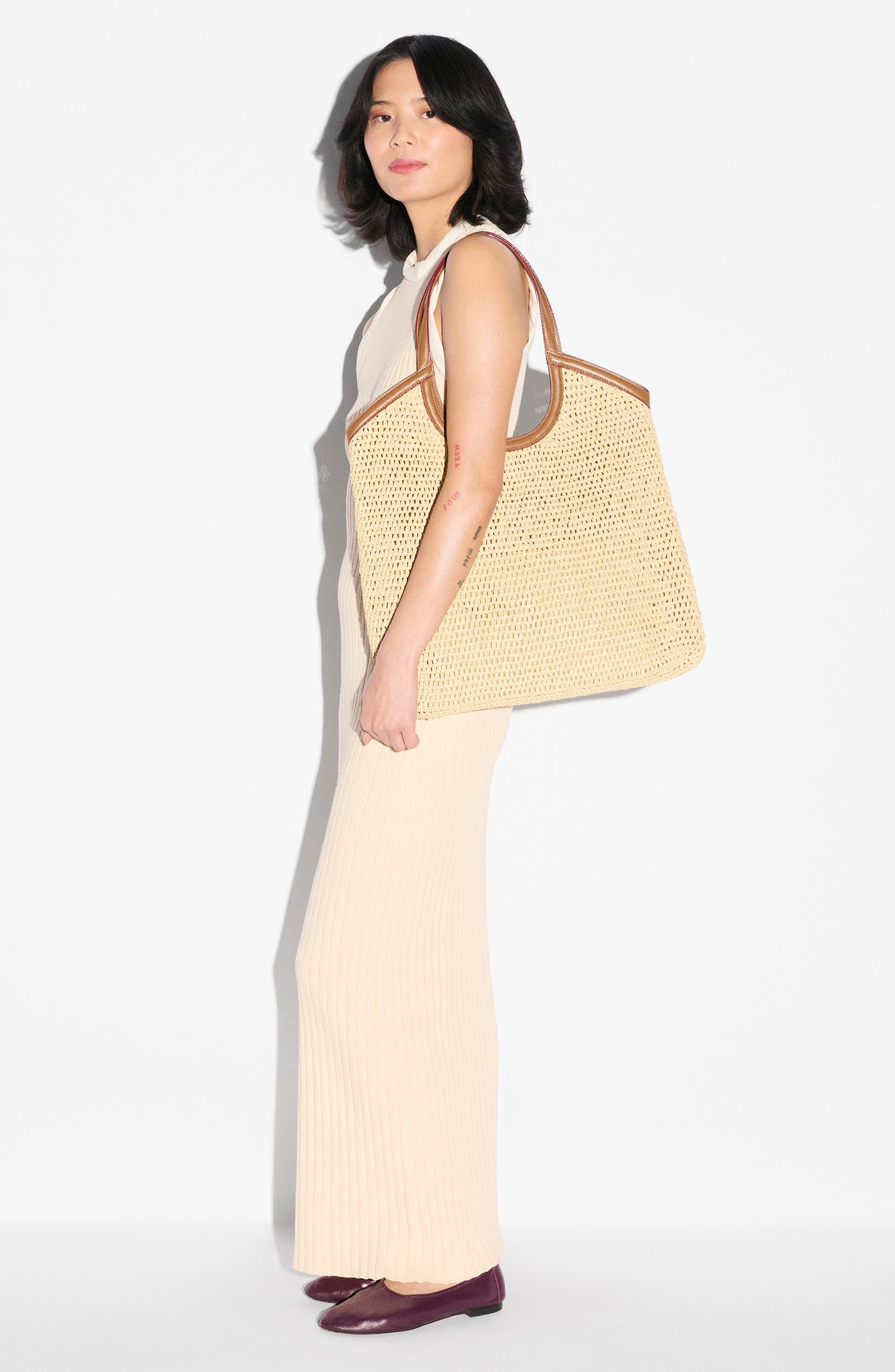 Large Georgica Crochet Tote, Alternate, color, CAMEL