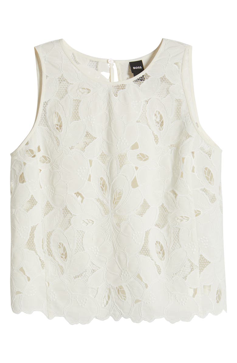 BOSS Berodi Broderie Anglaise Top, Alternate, color, White Broderie Anglaise