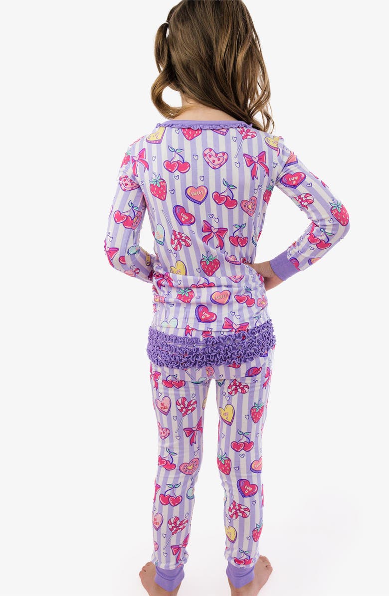RuffleButts Kids' Lolly Print Two-Piece Pajamas, Alternate, color, Purple
