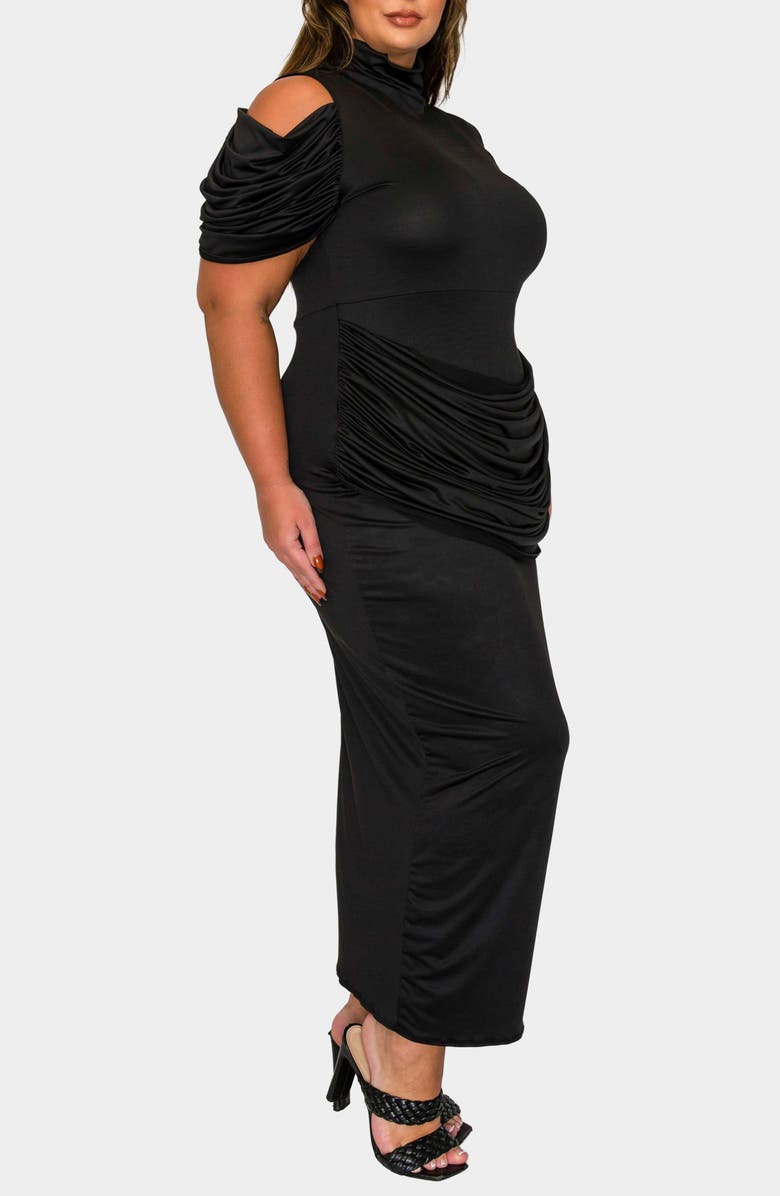 L I V D Seraphina Cold Shoulder Ruched Maxi Dress, Alternate, color, Black