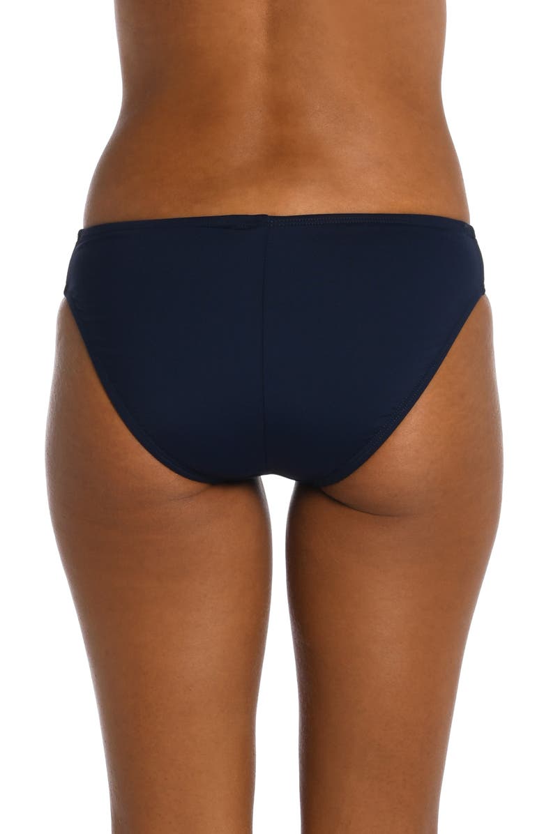La Blanca Solid Hipster Bikini Bottoms, Alternate, color, Indigo