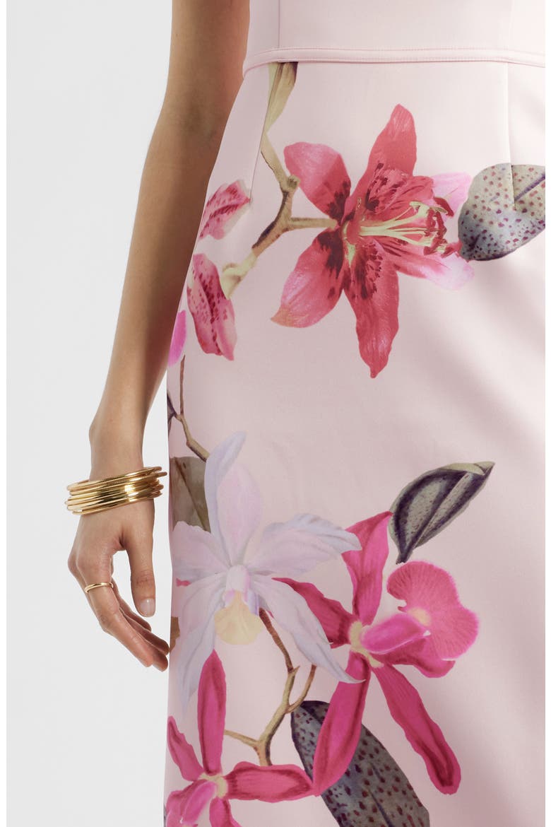 Square Neck Column Cocktail Dress, Alternate, color, PINK MARINA FLORAL