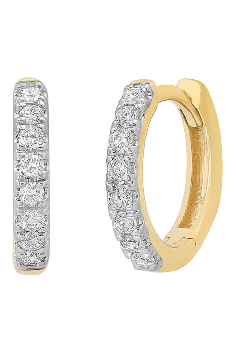 Eternity 18k Gold Diamond Huggie Hoop Earrings, Main, color, 18K YELLOW GOLD