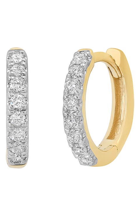Eternity 18k Gold Diamond Huggie Hoop Earrings