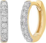 Sara Weinstock Eternity 18k Gold Diamond Huggie Hoop Earrings