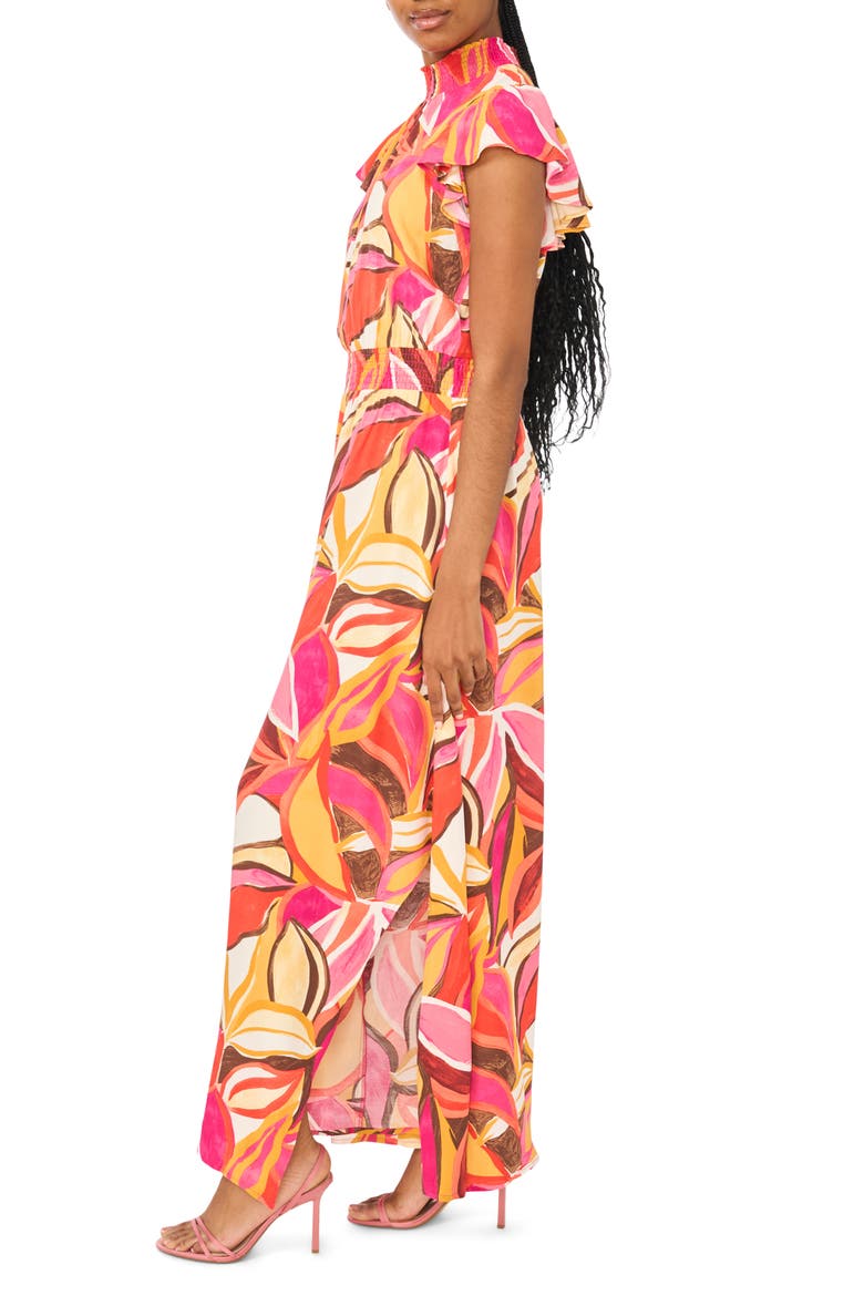 Flutter Sleeve Jumpsuit, Alternate, color, PINK MULTI