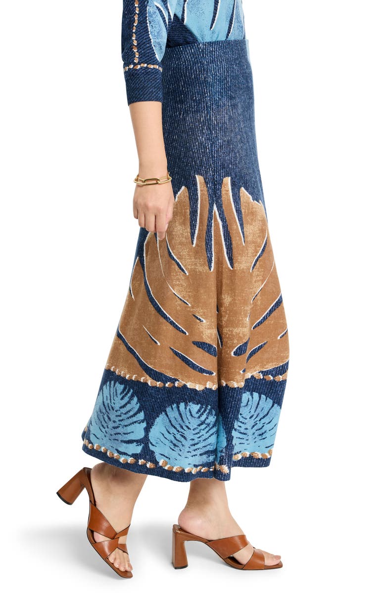 NIC+ZOE Twilight Print Knit Midi Skirt, Alternate, color, Blue Multi