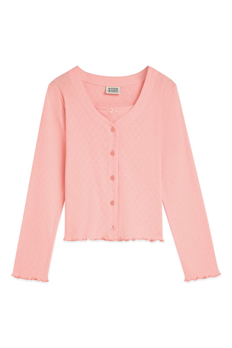 Kids' 2Fer Pointelle Cardigan & Sweater Tank Set, Main, color, APRICOT BLUSH