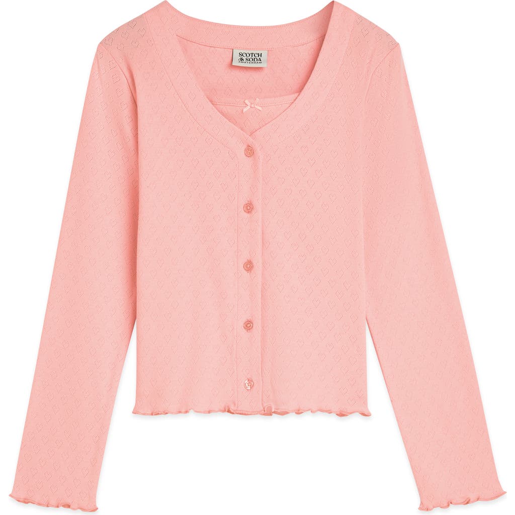 Scotch & Soda Kids' 2fer Pointelle Cardigan & Sweater Tank Set In Pink