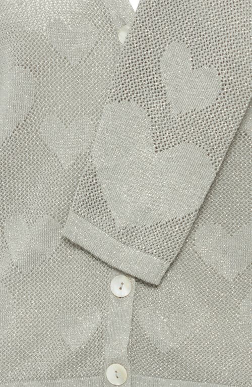 Ichi Heart Detail Cardigan In Silver