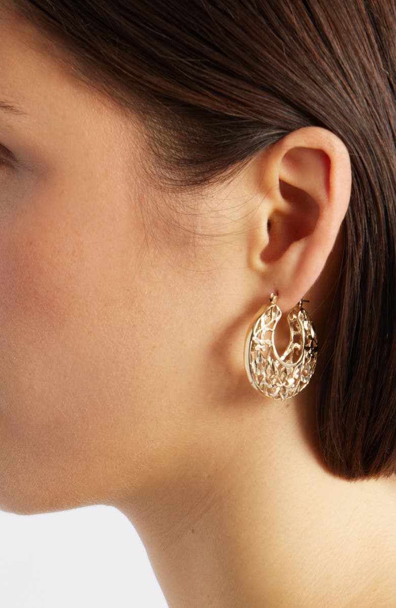 Child of Wild Spanish Fly Hoop Earrings, Alternate, color, Gold