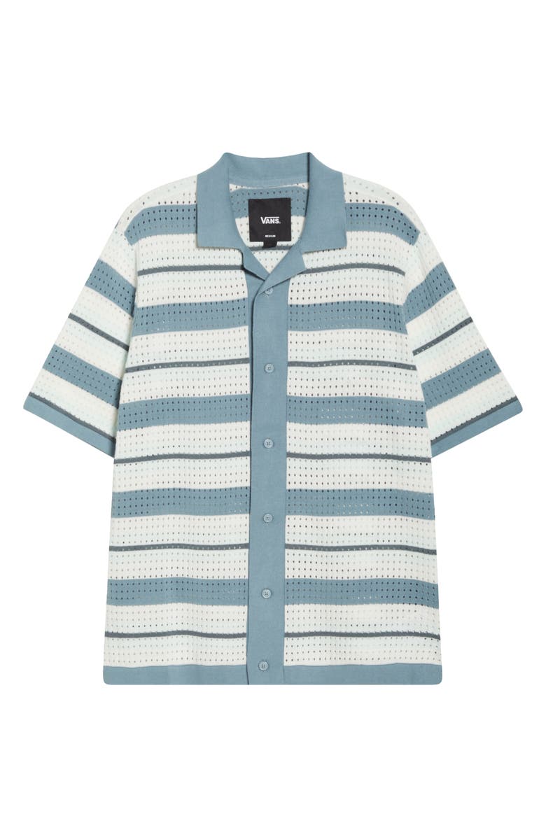 Vans Feldman Stripe Openwork Knit Cotton Camp Shirt, Alternate, color, Citadel-Marshmallow